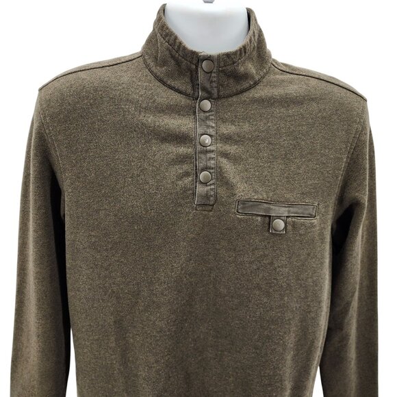 Untuckit Mens Medium Sweatshirt Parkson Snap Fleece Green Long Sleeve - Picture 2 of 10